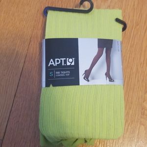 Green ribbed tights nwt